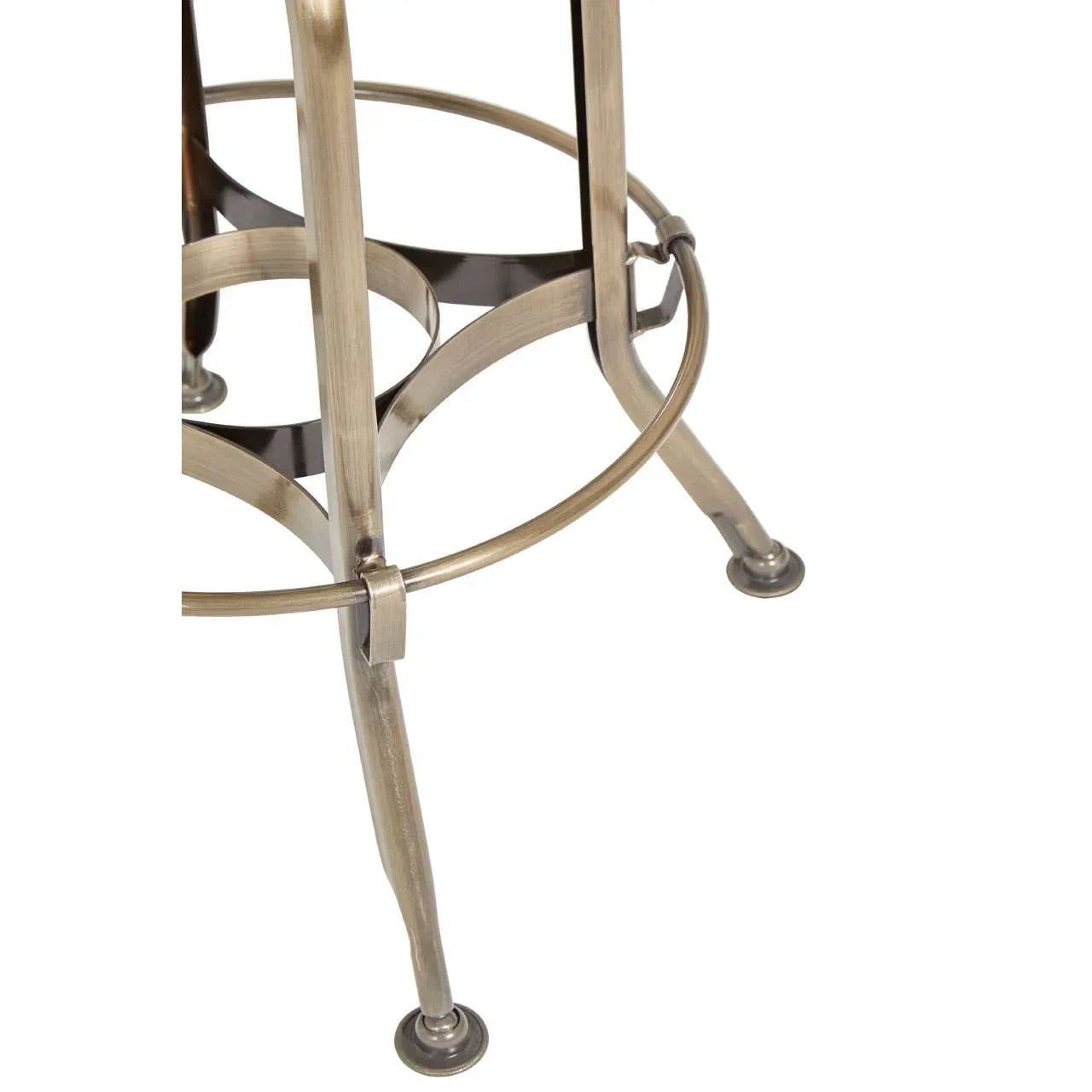Brushed metal bar stool legs with circular footrest and rubber feet