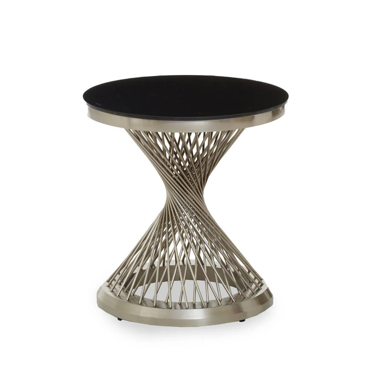 Hourglass Black Glass Side Table
