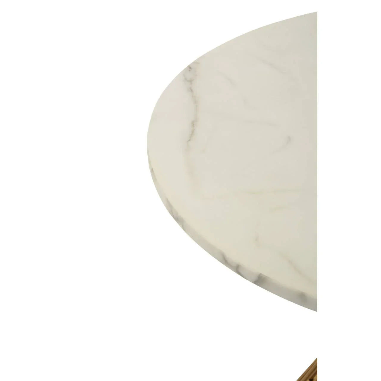 Round marble table top with subtle veining, shown from above