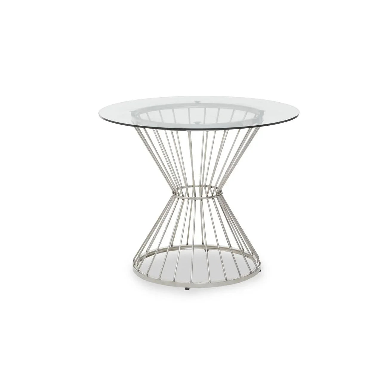 Silver Hourglass Glass Dining Table