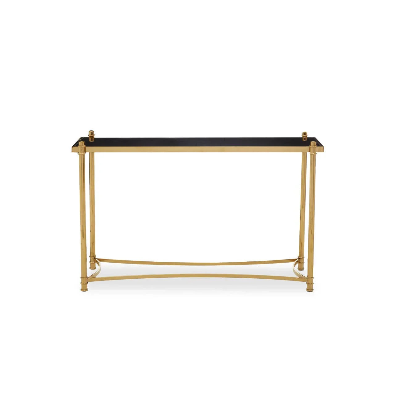 Golden Black Glass Console Table