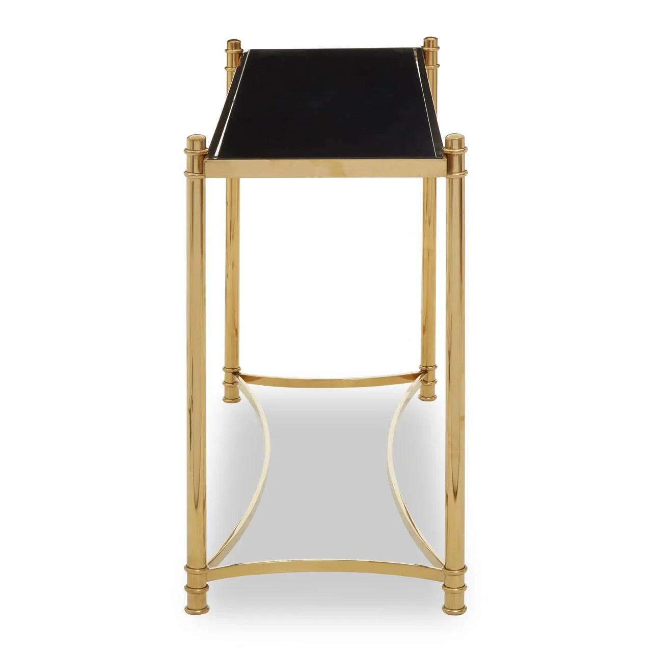 Golden Black Glass Console Table