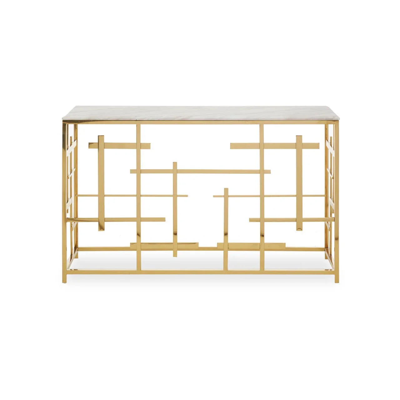 Labyrinth White Marble Console Elegance