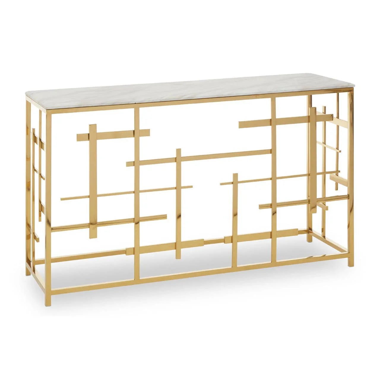 Labyrinth White Marble Console Elegance