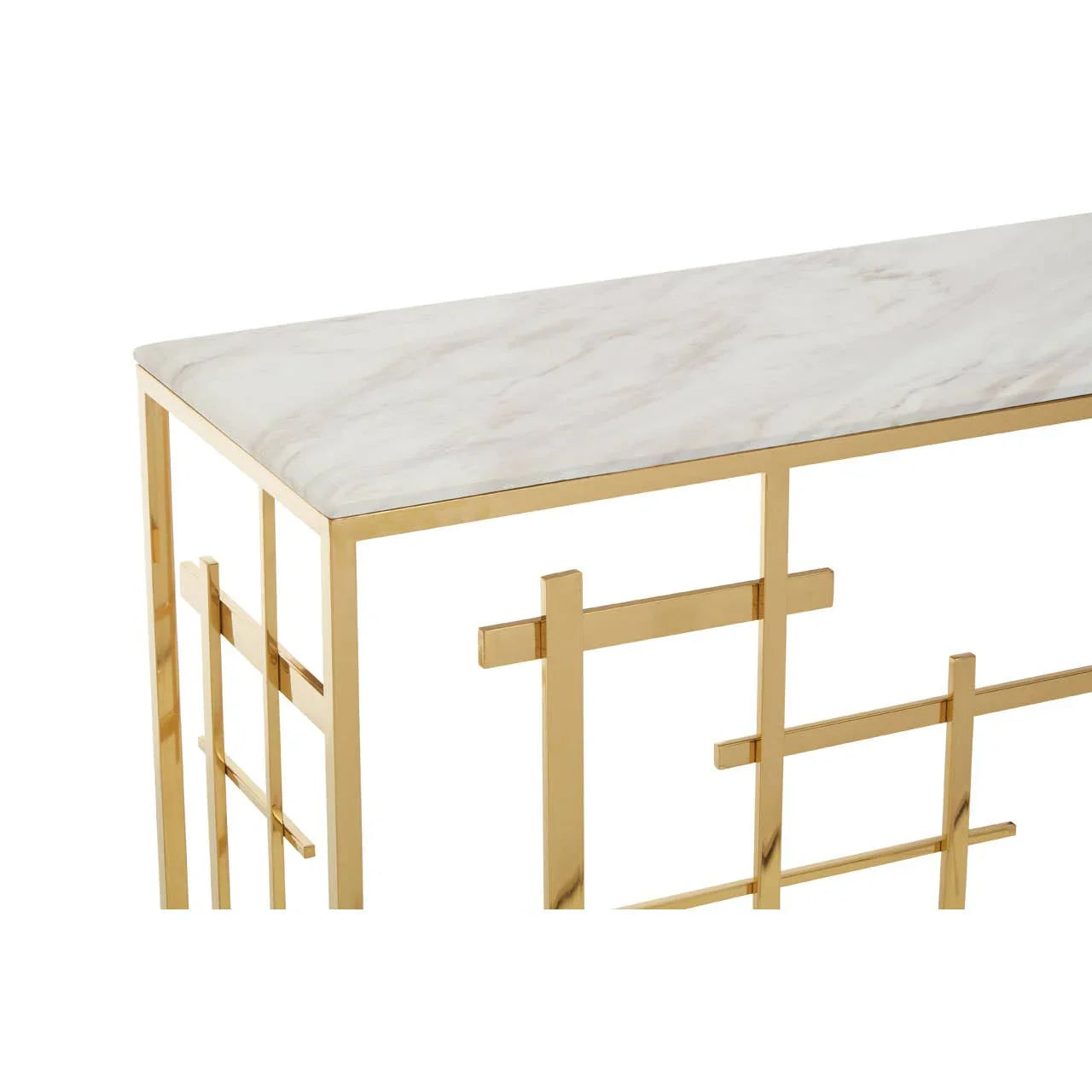 Labyrinth White Marble Console Elegance