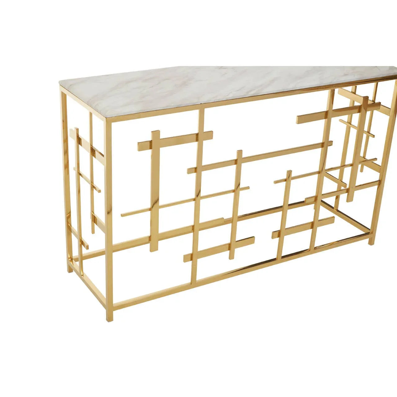 Labyrinth White Marble Console Elegance
