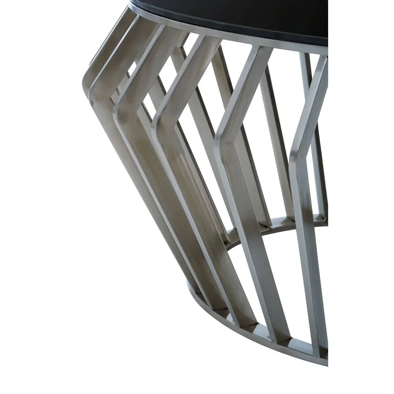 Modern metal coffee table base with geometric design and silver finish