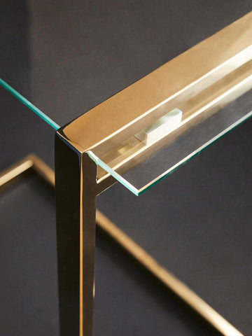 Golden Glass Top End Table