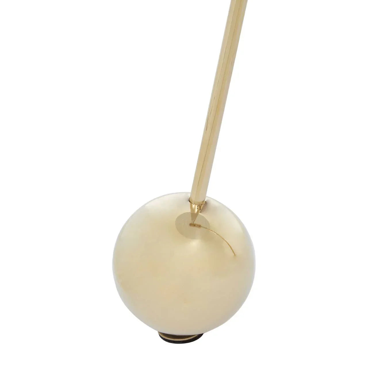 Gold metal lamp base with spherical design and slim angled stem