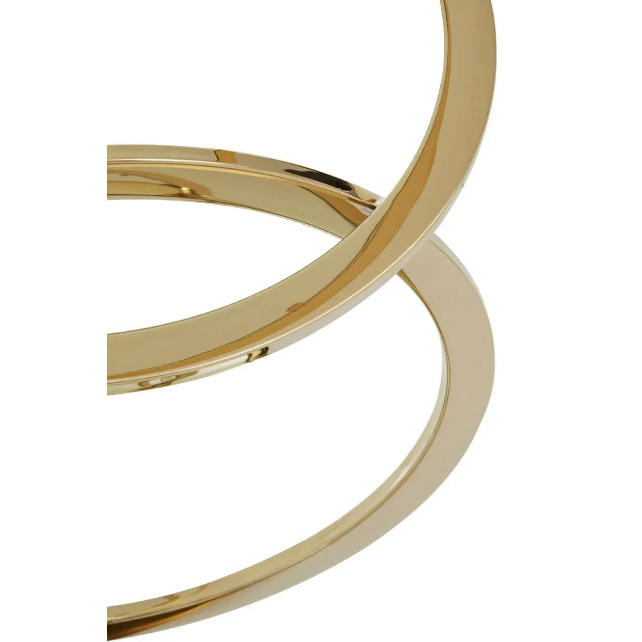 Polished gold metal coffee table legs with circular cross design