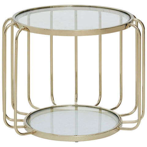 Gleaming Steel Glass Side Table