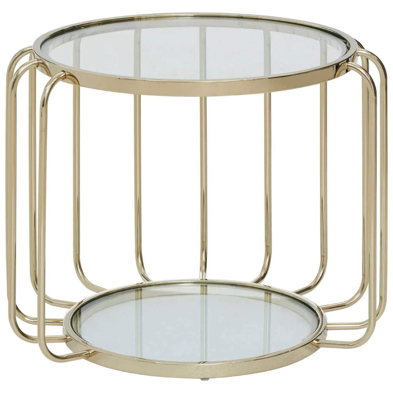 Gleaming Steel Glass Side Table