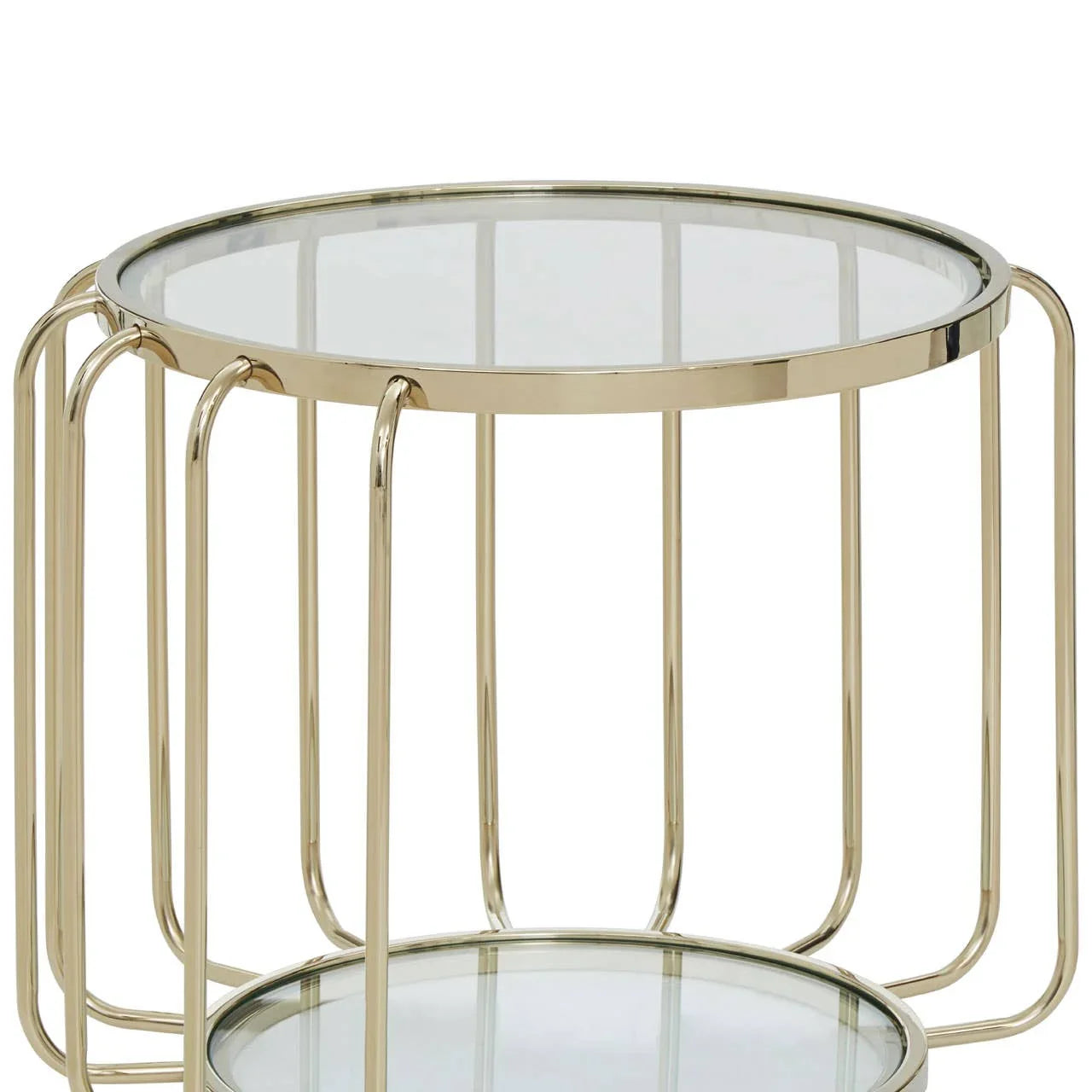 Gleaming Steel Glass Side Table