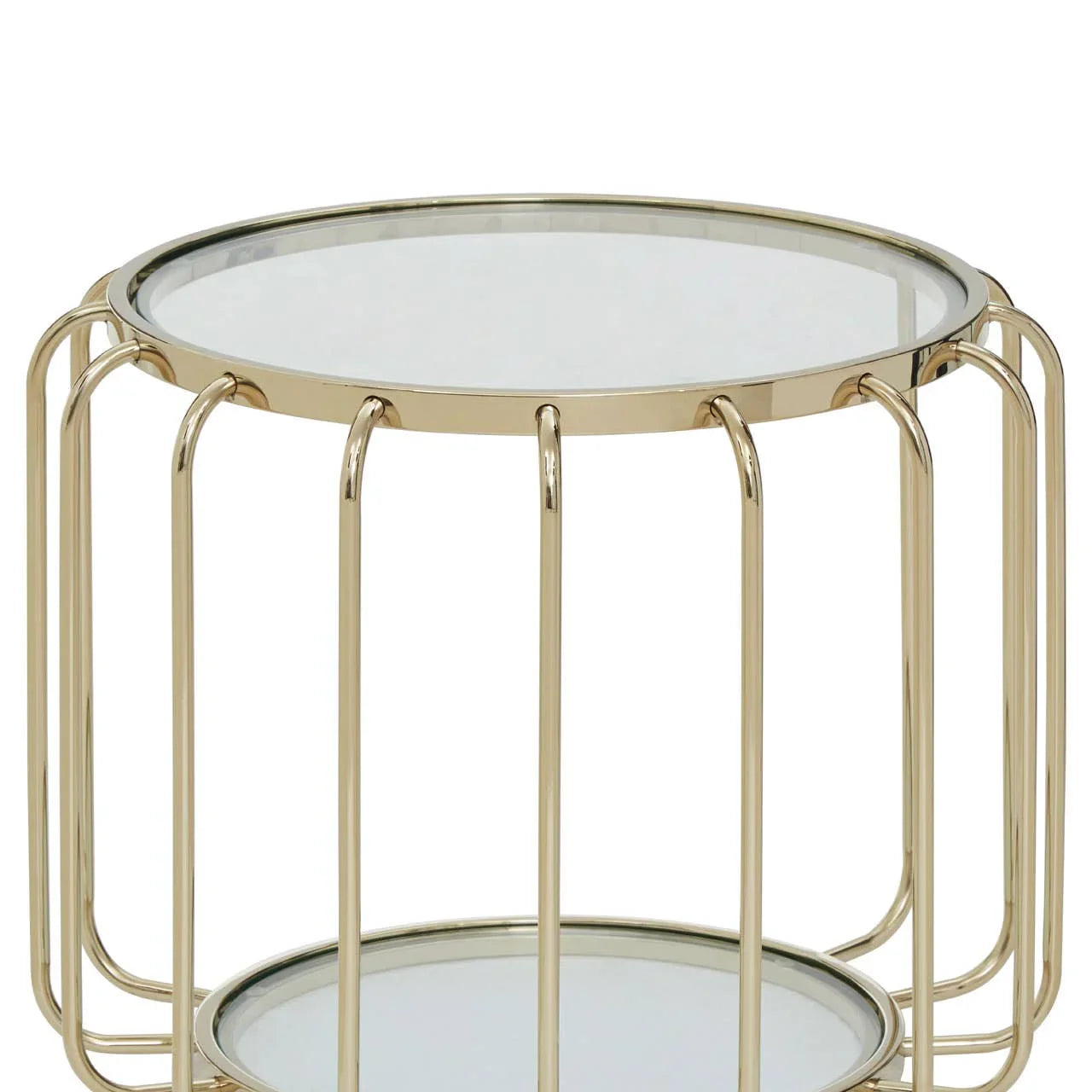 Gleaming Steel Glass Side Table