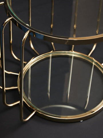 Gleaming Steel Glass Side Table