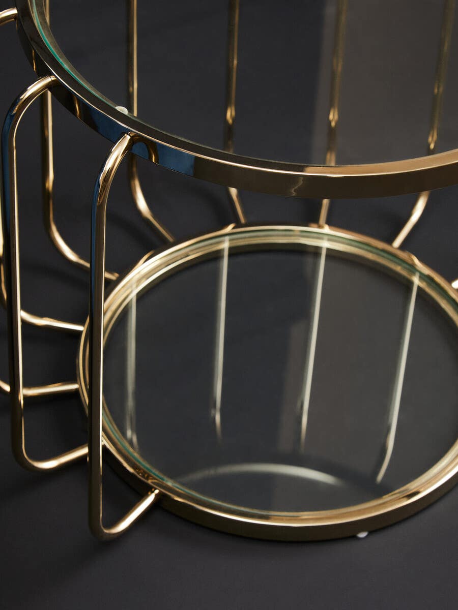 Gleaming Steel Glass Side Table