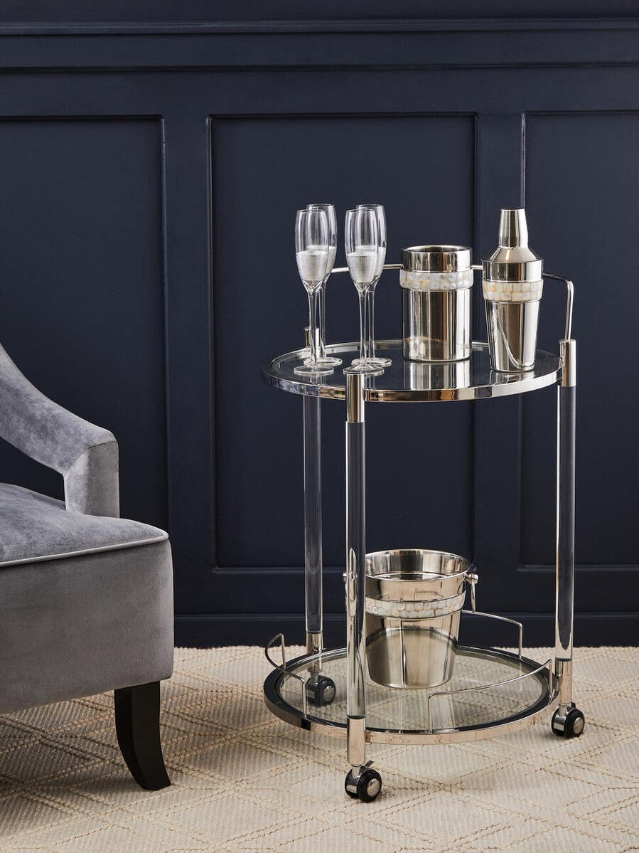 Elegant Chrome Serving Trolley