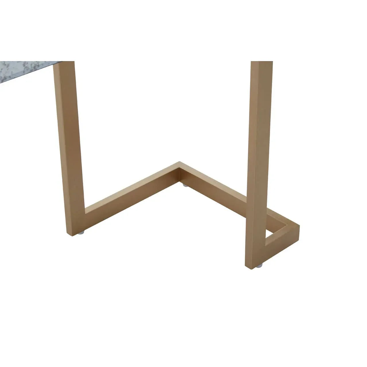 Beige metal table leg with modern angular design on white background