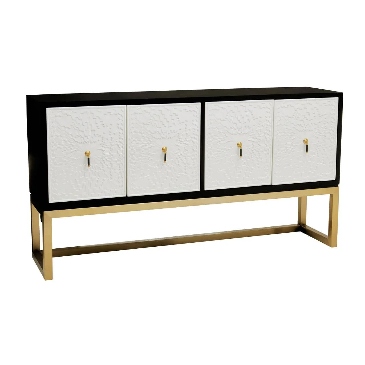 Monochrome Mid Century Modern Sideboard with Gold Accents