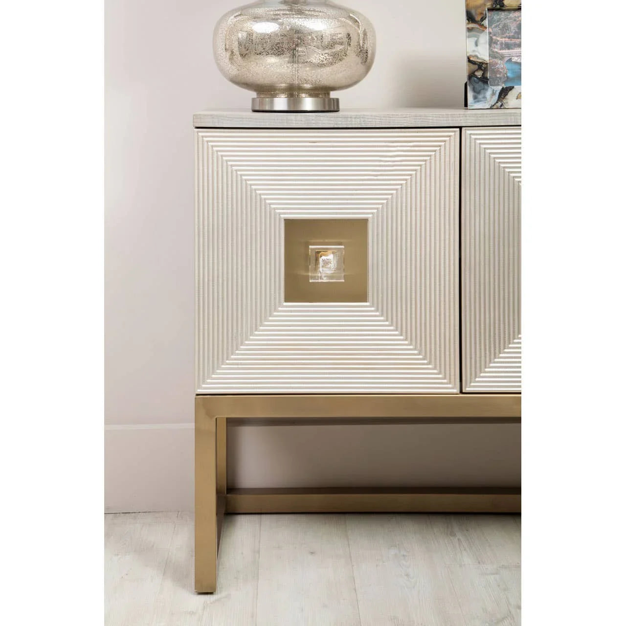 Champagne Silver Textured Three-Door Sideboard