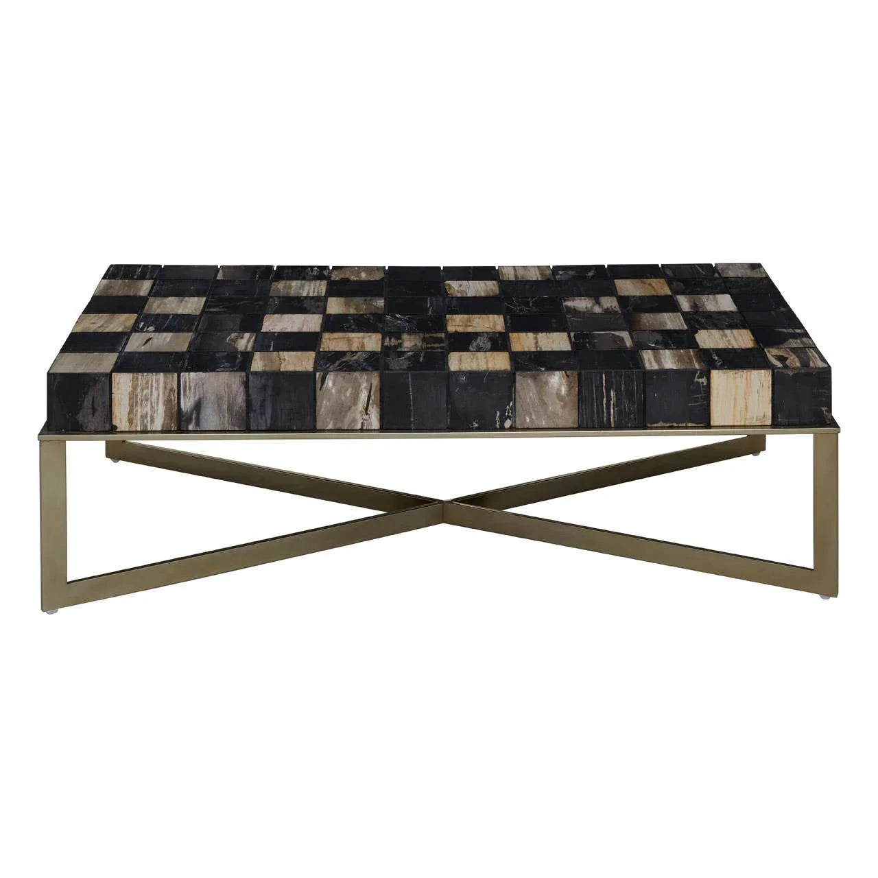 Fossil Wood Checkerboard Coffee Table