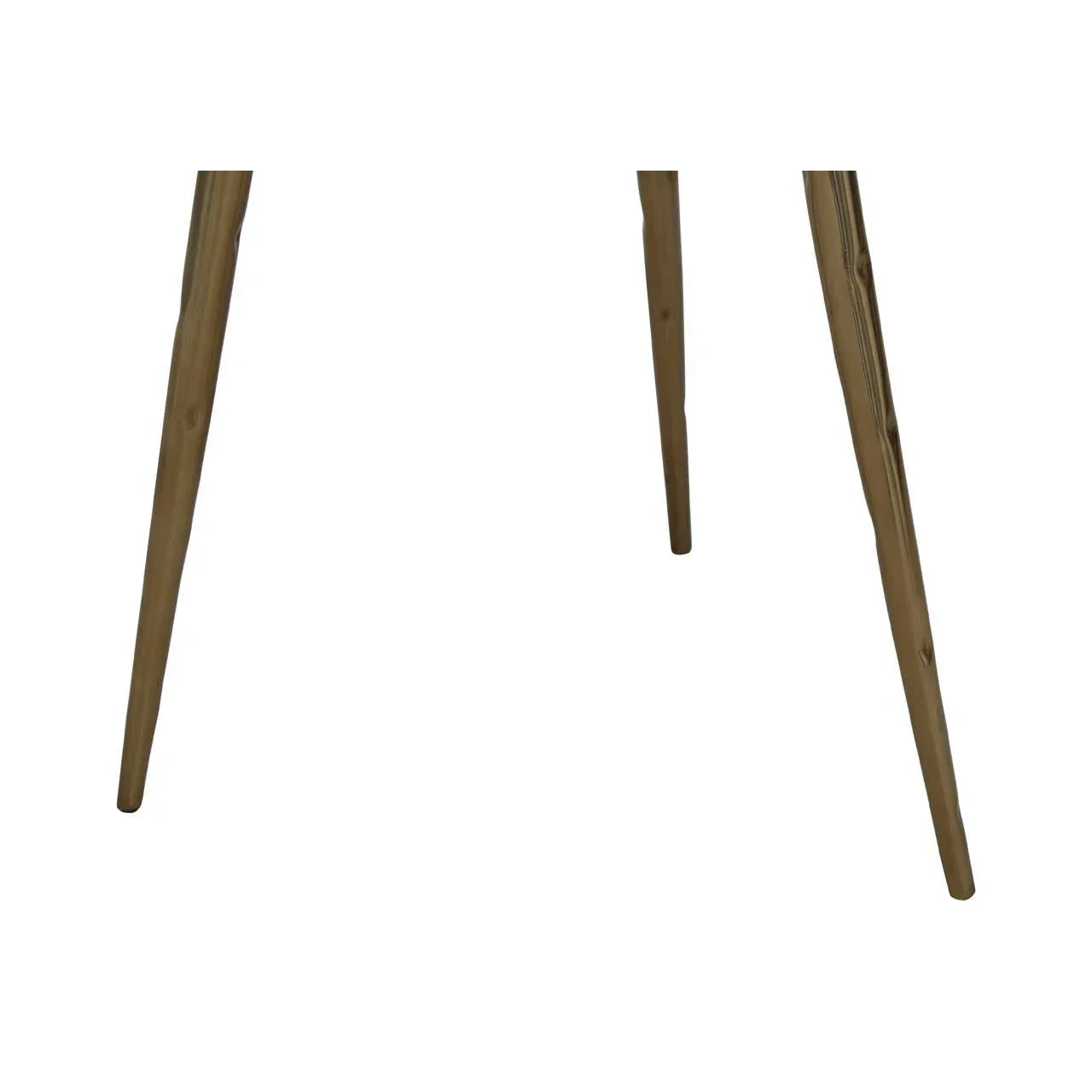 Close-up of wooden furniture legs with natural finish on white background