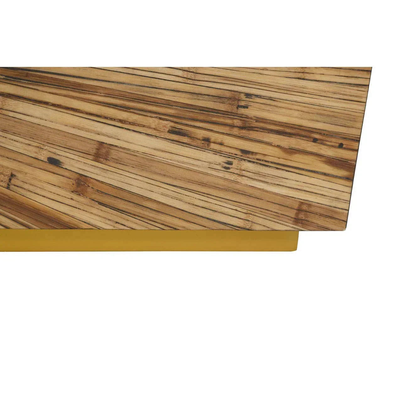 Modern wooden sideboard with angled striped grain and gold base detail