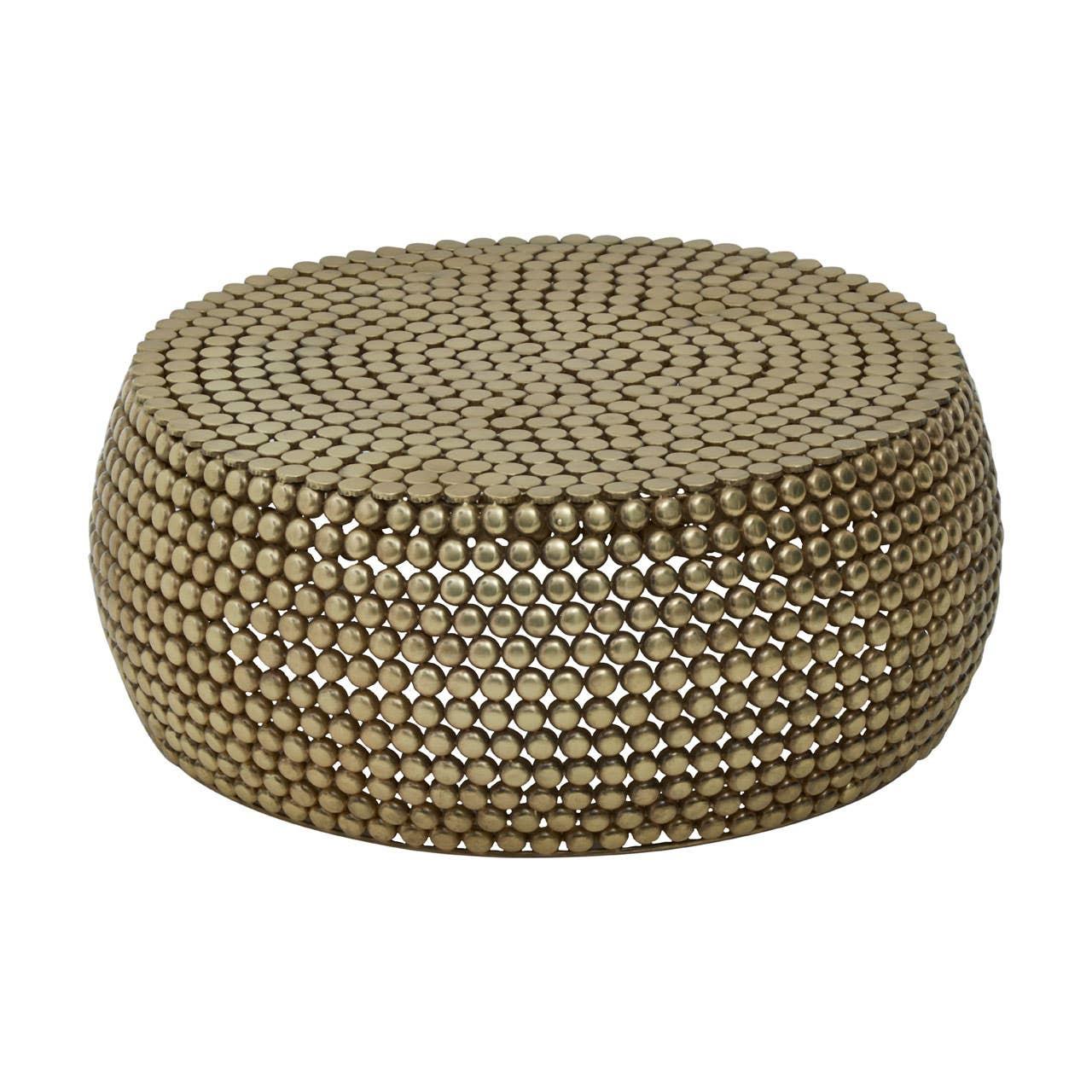 Golden Beaded Round Coffee Table