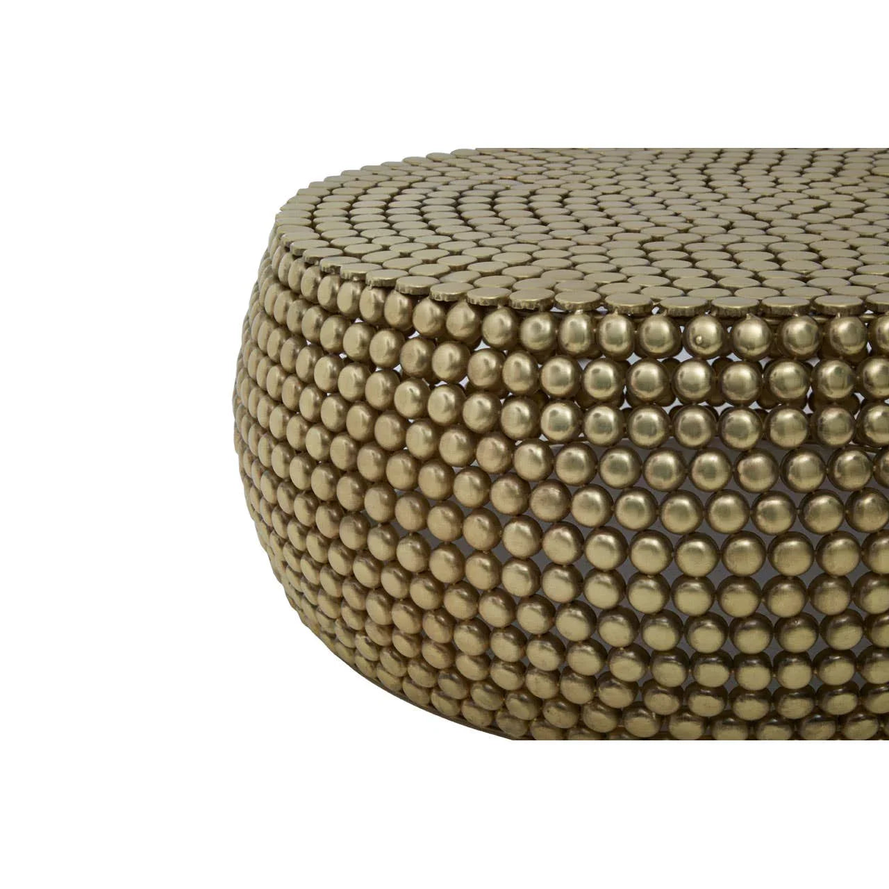 Golden Beaded Round Coffee Table