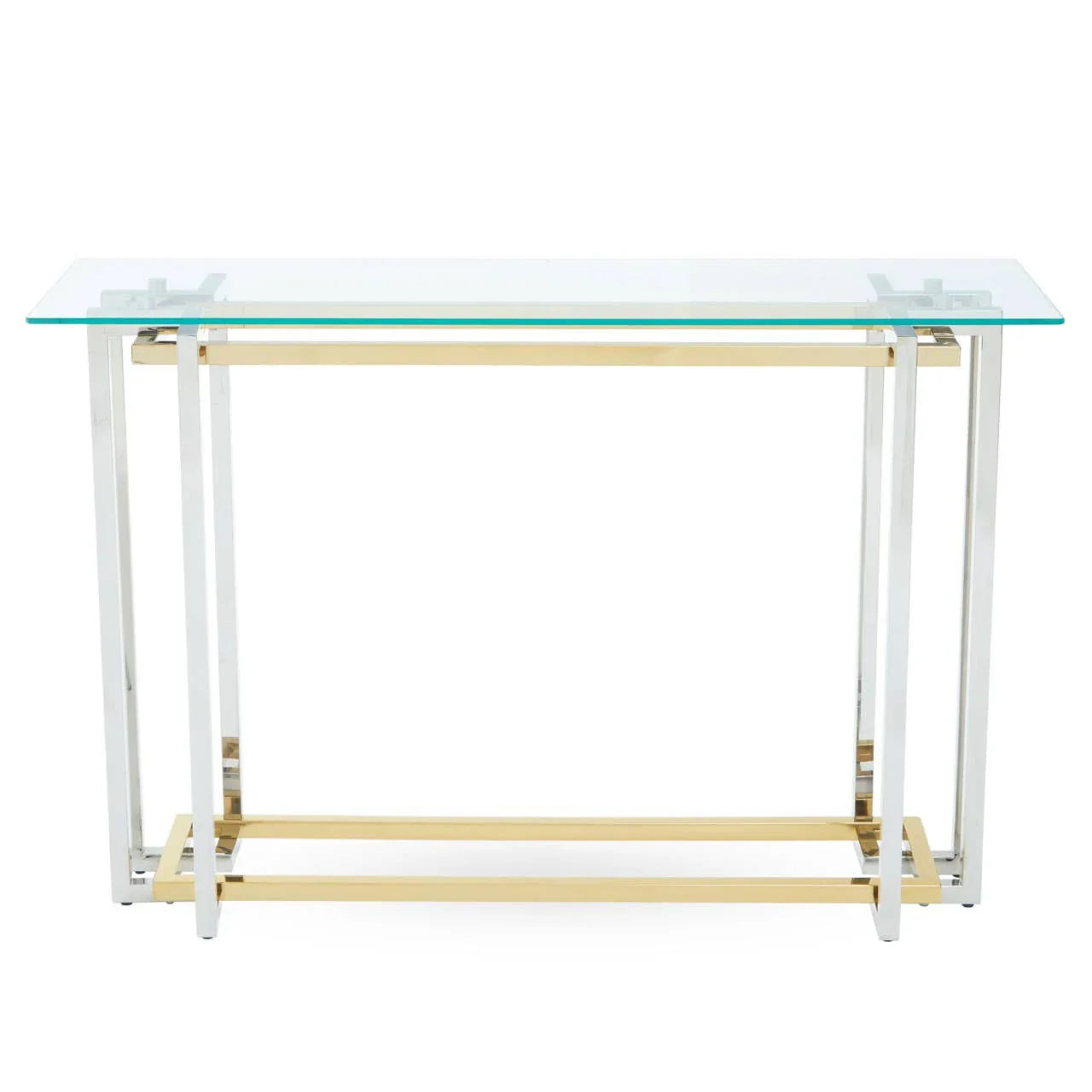 Golden Silver Glass Console Elegance