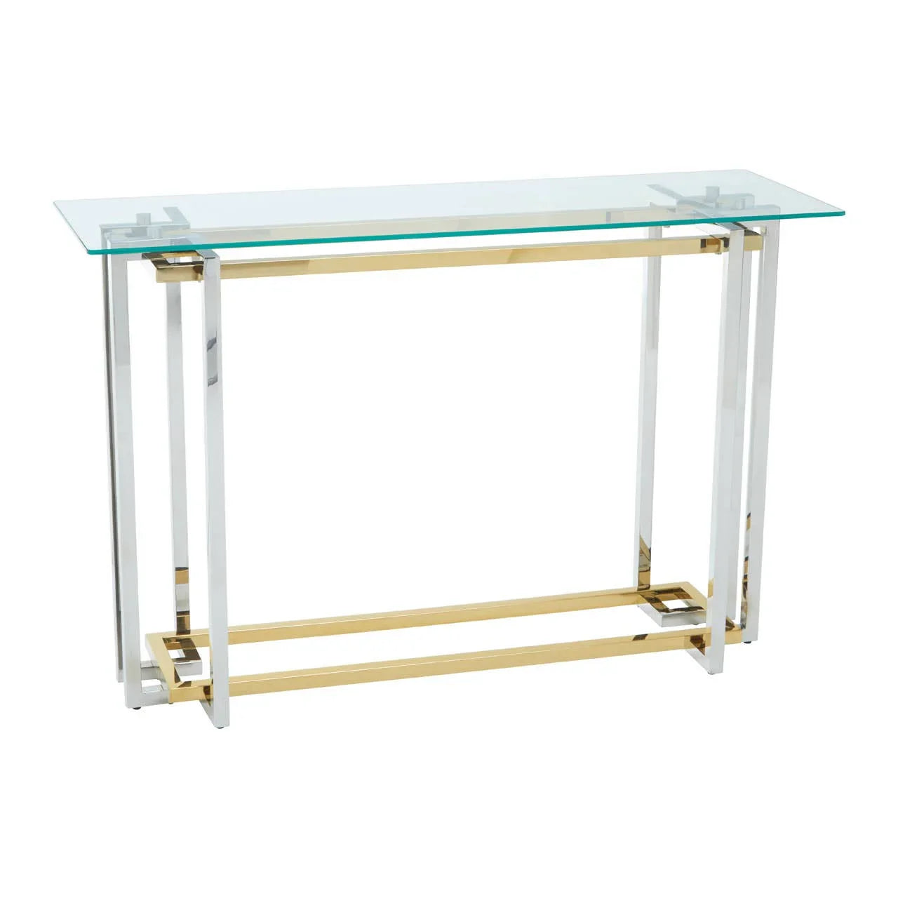 Golden Silver Glass Console Elegance