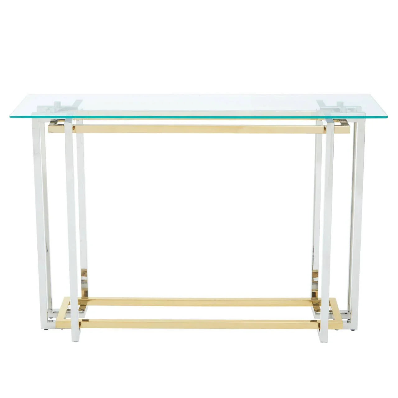 Golden Silver Glass Console Elegance