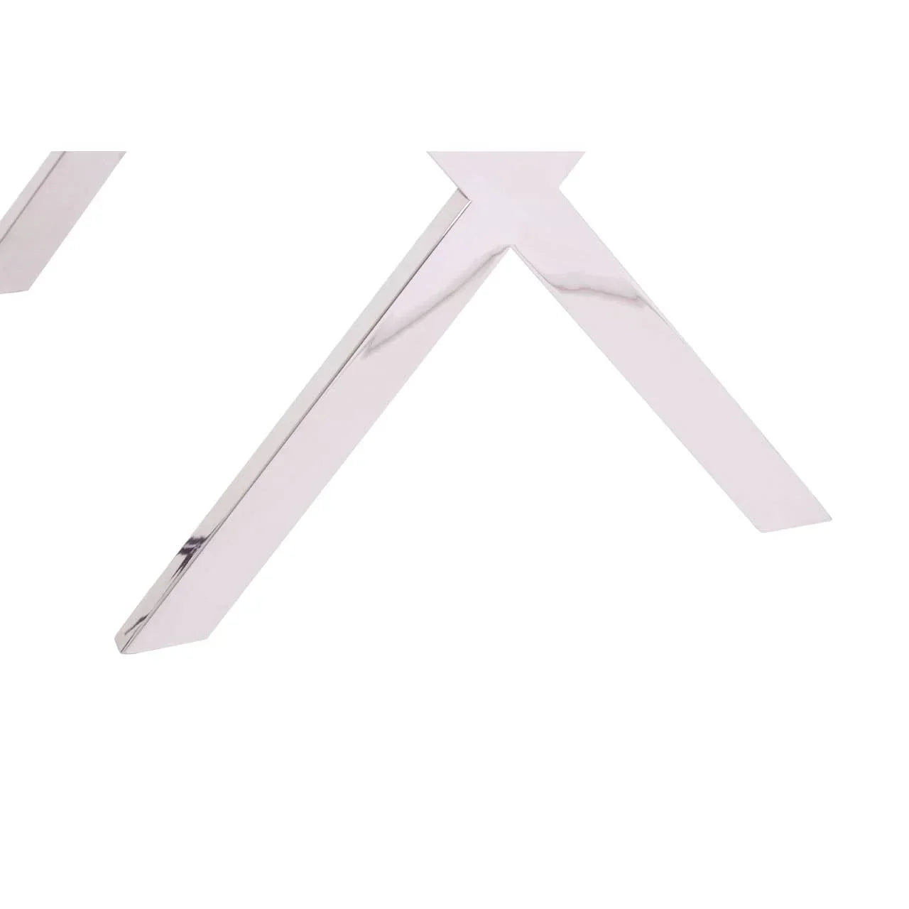 Chrome dining table legs with angled geometric design