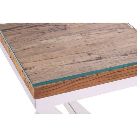 Rustic Wood Glass Side Table