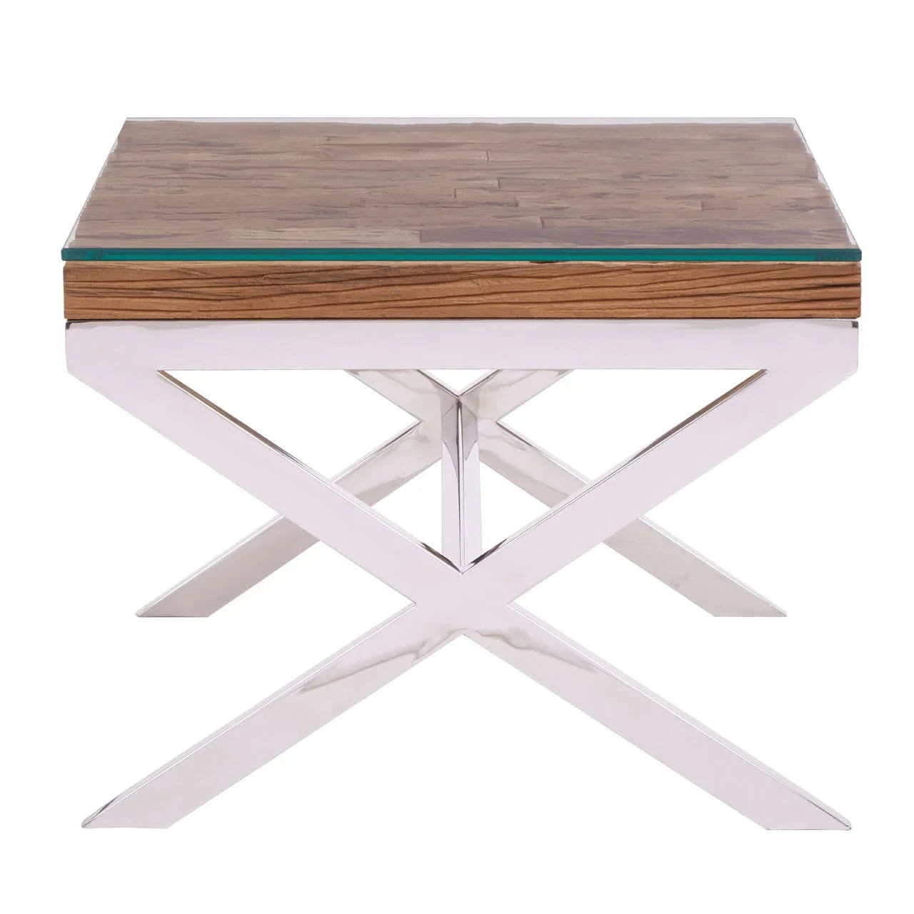 Rustic Glass Top End Table