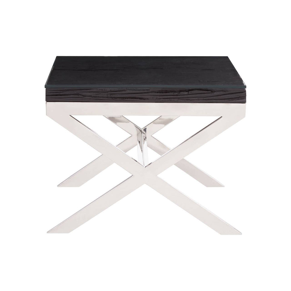 Ebony Glass Top End Table