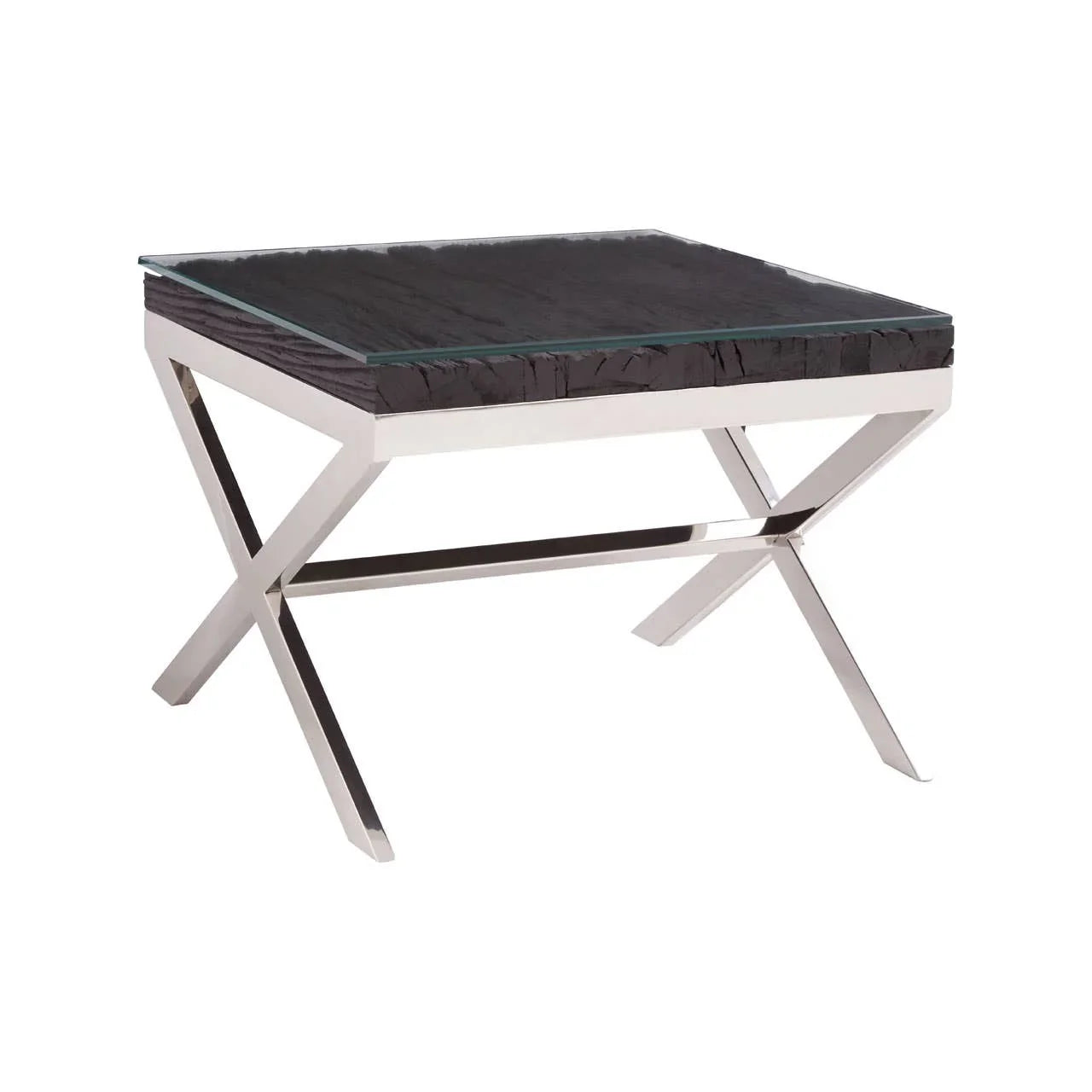 Ebony Glass Top End Table