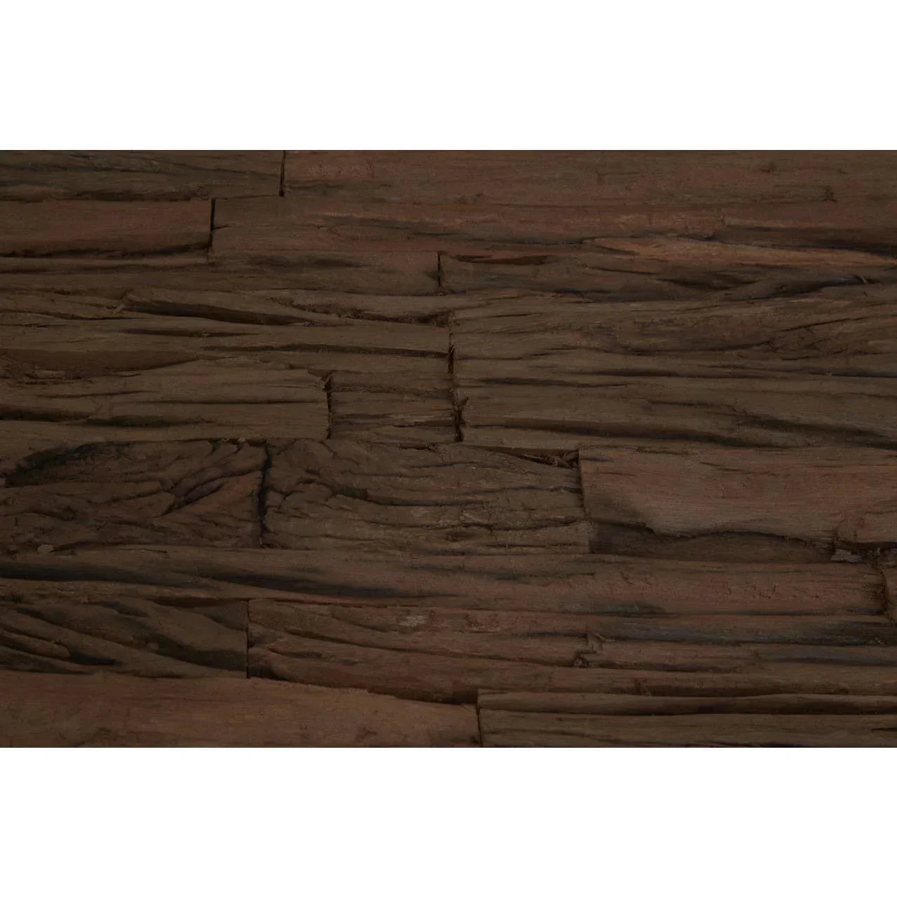 Closeup of dark wood effect panel with realistic textured grain and layered design