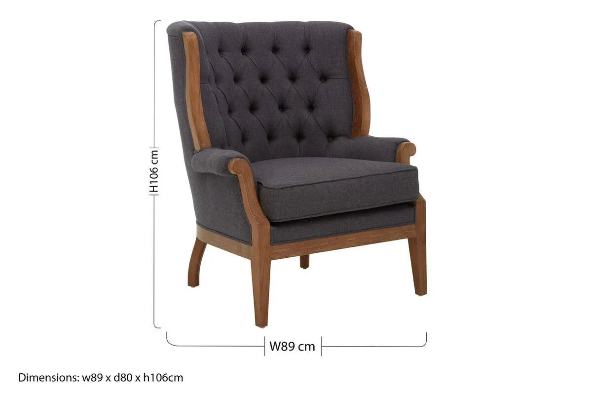 Elegant Grey Tufted Armchair