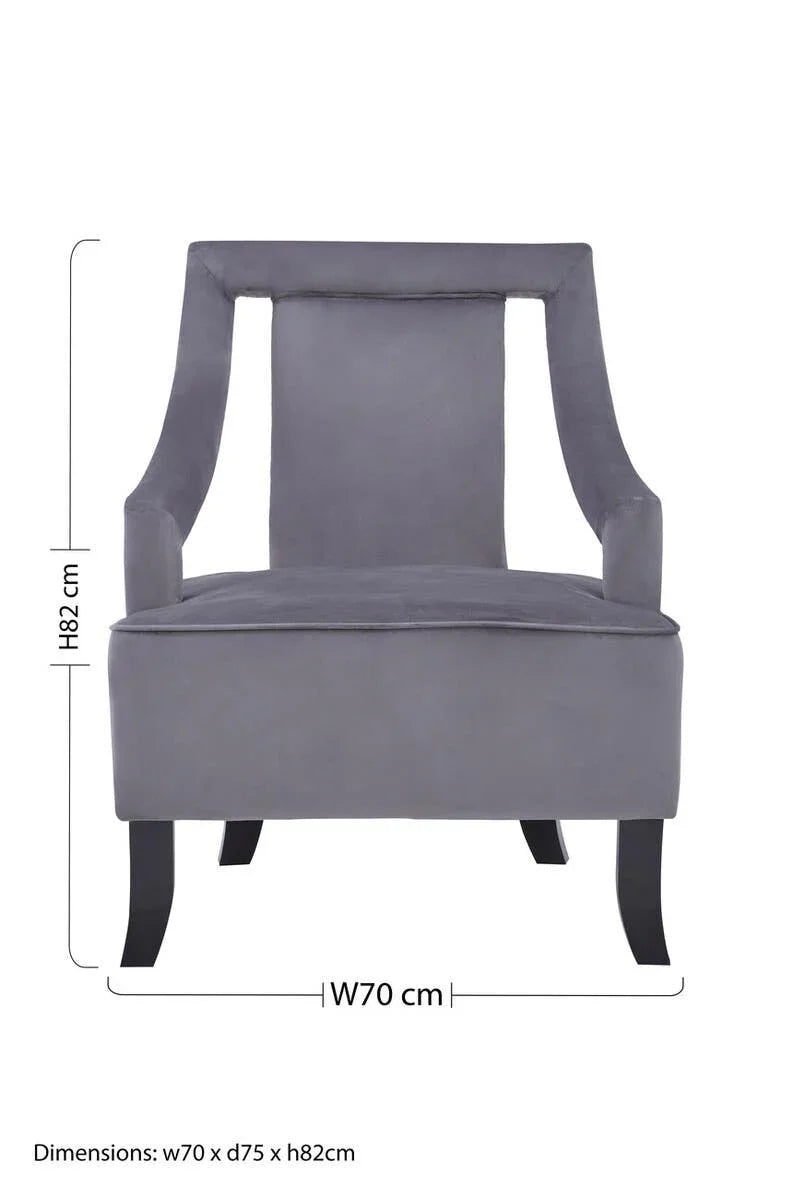Luxe Grey Velvet Accent Chair