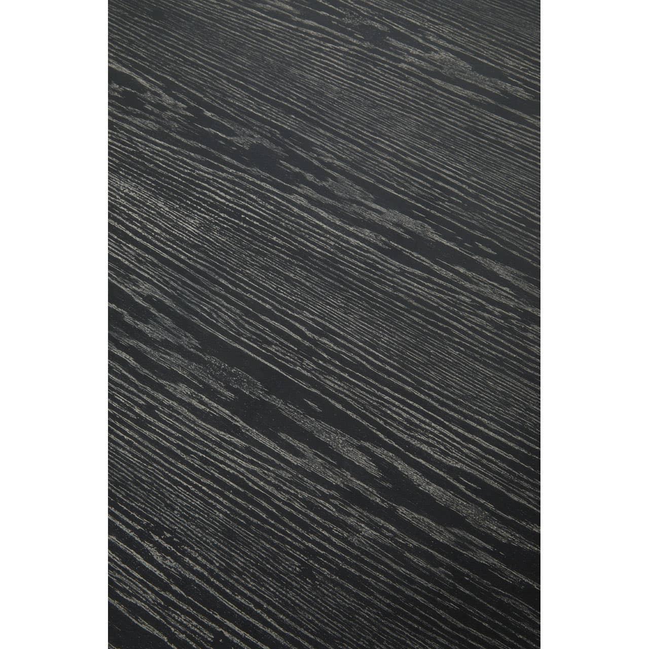 Black wood grain tabletop surface closeup with natural textured pattern
