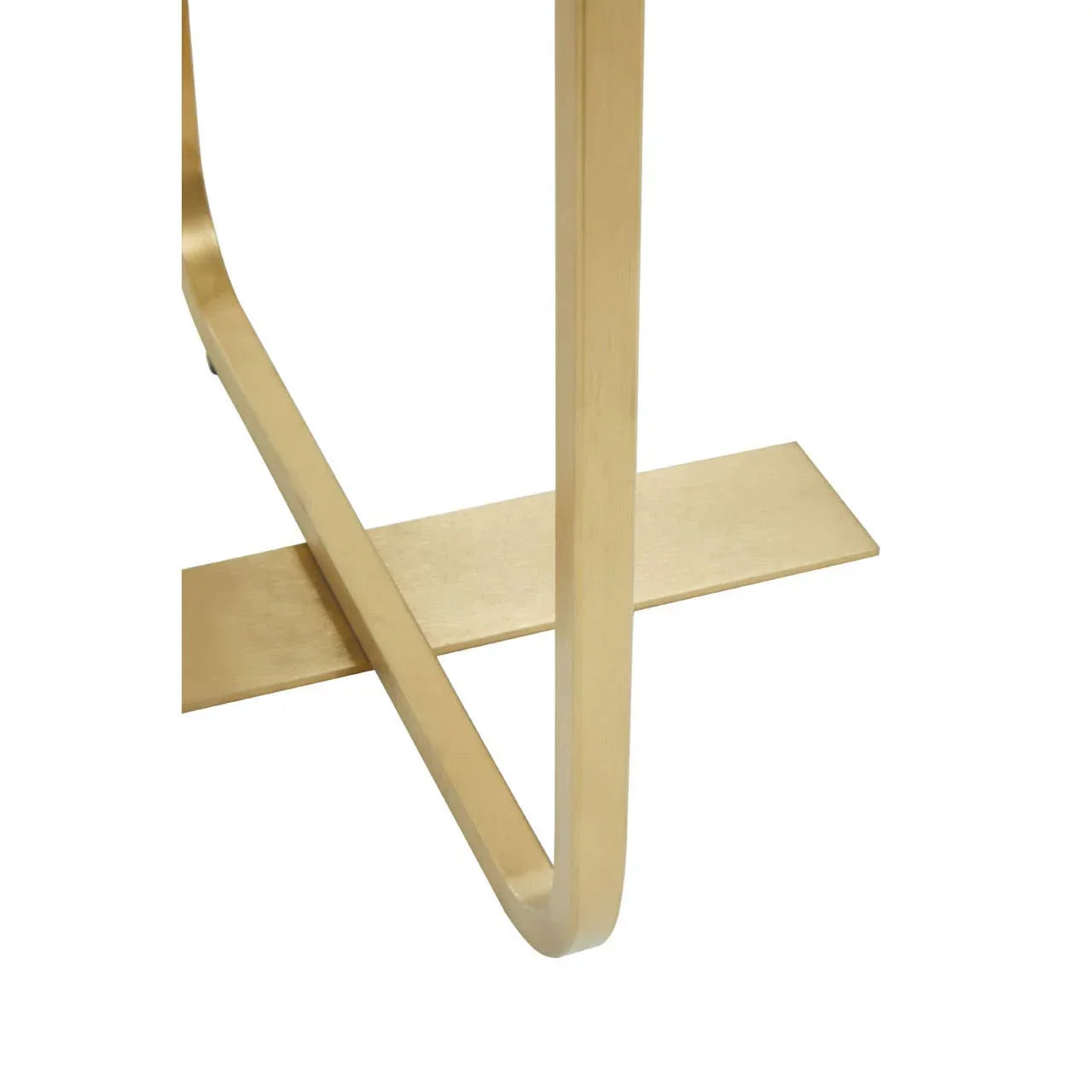 Brushed gold metal table base with cross frame detail