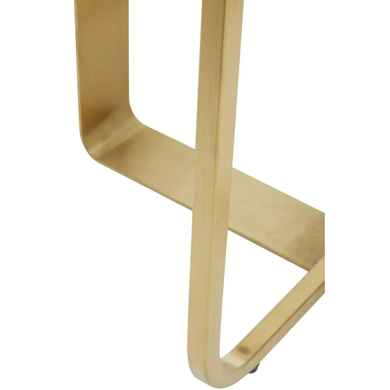 Gold metal table leg with curved design and brushed finish