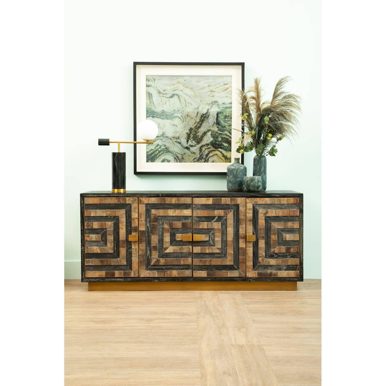 Roselle - Eco-Friendly Wood Sideboard with Labyrinth Patterns