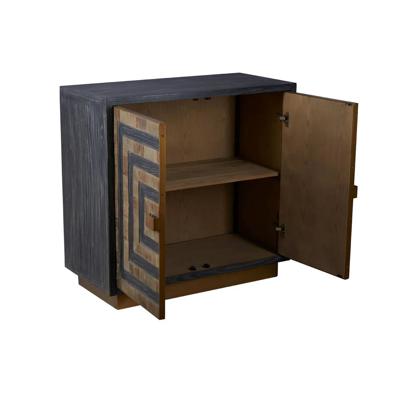 Reclaimed Elm Wood Sideboard with Brass Base - Rustic Charm for Modern Homes