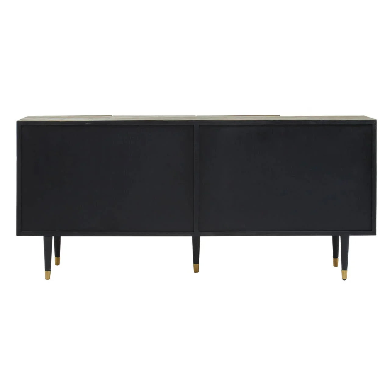 Geometric Charm Recycled Elm Sideboard with Black Legs