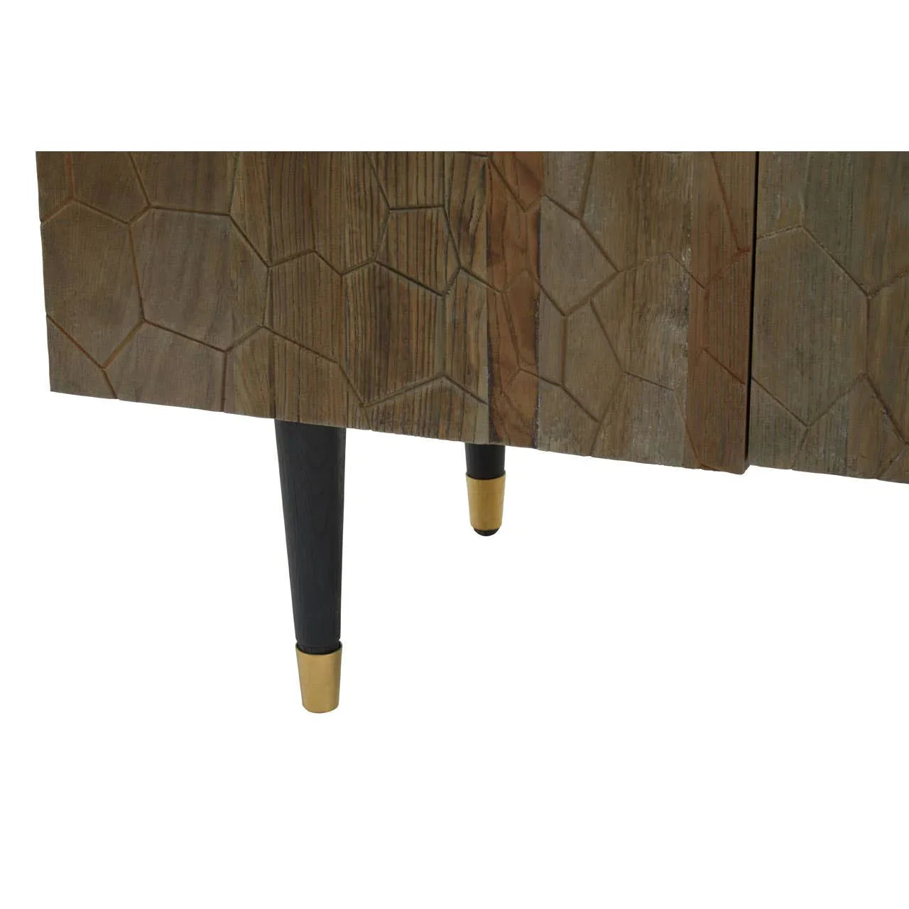 Geometric Charm Recycled Elm Sideboard with Black Legs