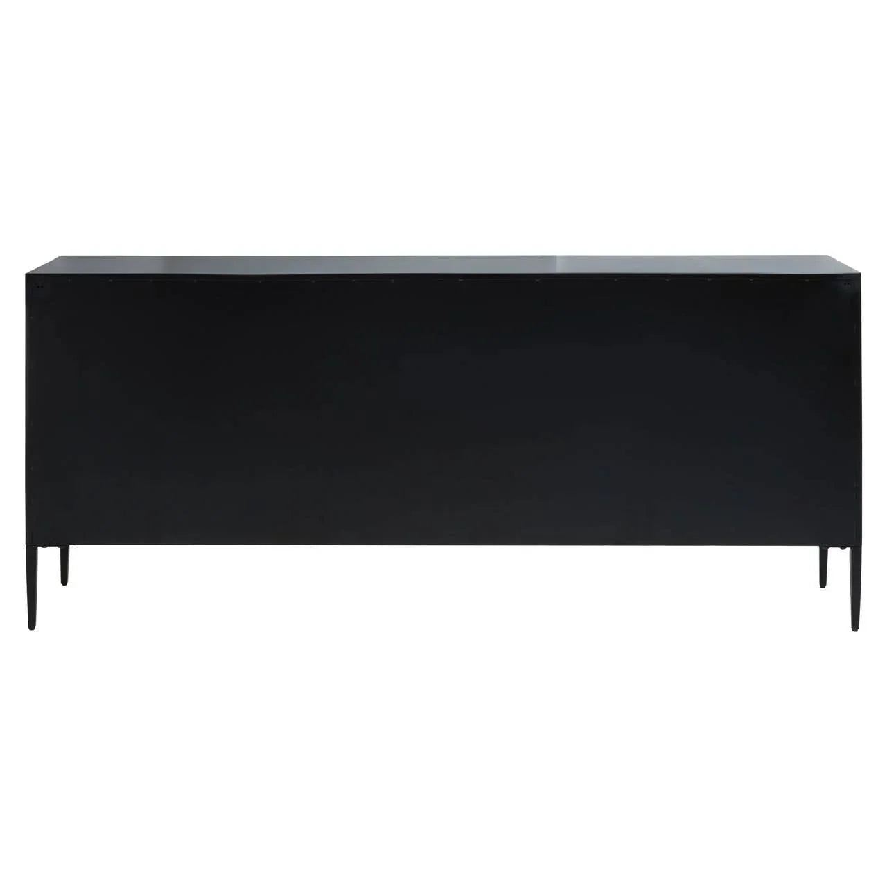 Black sideboard cabinet rear view with slim metal legs