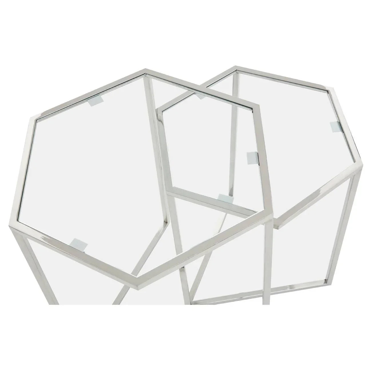 Silver Hexagon Glass Side Tables