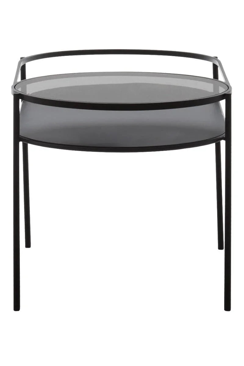 Tiered Glass Iron Side Table
